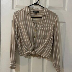 Beige and white striped shirt